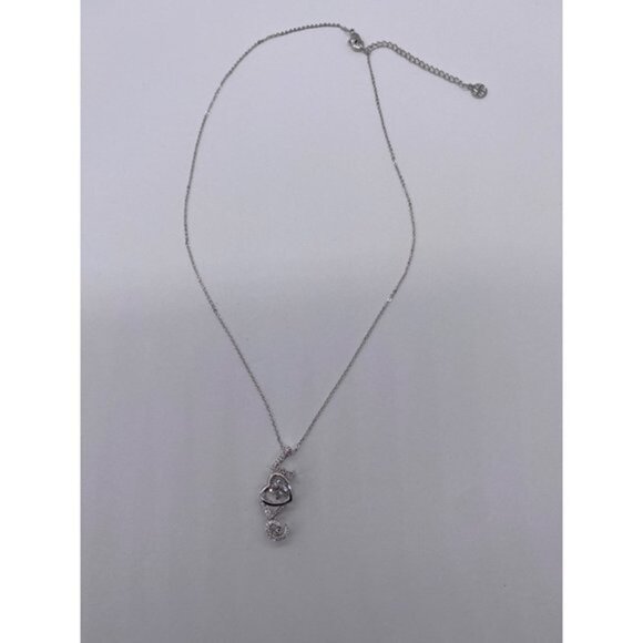 Women’s Love Cubic Zircon Necklace Sliver Tone - Picture 13 of 14